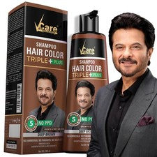 Champú color cabello VCare, 180 ml, marrón oscuro, sin amoníaco y de larga duración