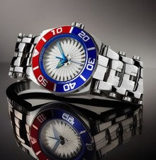 RELOJ AUTOMÁTICO ARAGON 43MM MILPIPEDE ROTATOR 24J BISEL ROJO/BLANCO/AZUL A452WHT