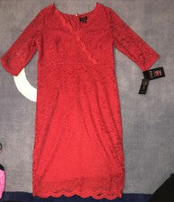 Vestido Vaina Thalia Sodi Rojo Encaje Para Mujer Talla L Nuevo Con Etiquetas $89.50