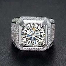 Anillo de plata de ley 925 con banda de moissanita GRA certificado VVS1/D corte redondo de 5 quilates para hombre