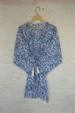 Vestido corto caftán estampado 100 % algodón 100 % sin tarifas✅0 % cargo barmer SK-22 *