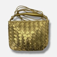 Bolso Walter Baker para mujer tejido dorado mini magnético avellana con asa superior
