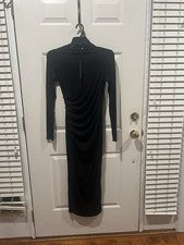 Vestido midi para mujer FashionNova nuevo con etiquetas negro Lana manga larga talla mediana nuevo