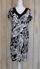 Moda Bug Para Mujer Vestido Vaina Estampado Paisley Negro Blanco Grande L Manga Corta
