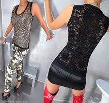 NUEVO RARO DE MODA Mujer Lujo Original ​Blusa Camiseta M&V Art Xh390 Negro S/M