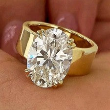 Anillo solitario de diamantes blancos tratados de corte ovalado certificado de 2,80 quilates en plata 925