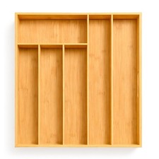Bandeja para cubiertos de bambú soporte para utensilios de cubiertos 6 compartimentos