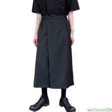 Pantalones falda culottes delanteros envolventes cintura alta pierna ancha pantalones recortados para hombre