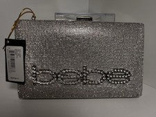 Bolso sin asas Bebe estrás plateado para mujer Bolso de mano pequeño Bolso de noche-Nuevo