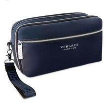 VERSACE PARFUMS Bolsa de Aseo Azul/Negro Bolso sin Mano con Bolsa de Polvo Negra NUEVO