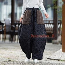 Pantalones informales acolchados de algodón holgados calce suelto estilo chino de invierno 5XL