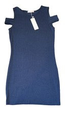 Vestido para mujer Mickey & Jenny azul súper suave Tencel hombro frío talla XS NUEVO CON ETIQUETAS