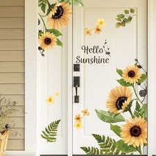 Pegatinas de pared de vidrio girasol para decoración fresca del hogar dormitorio y oficina