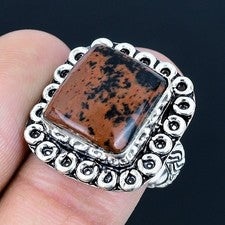 Anillo de joyería de plata esterlina 925 hecho a mano con piedras preciosas...