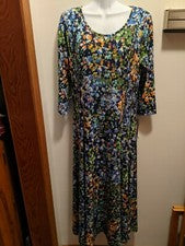 Vestido floral manga larga media pantorrilla DN Designs para mujer talla 6
