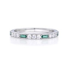 Anillo de eternidad para dama de plata de ley 925 zafiro blanco esmeralda anillo de eternidad