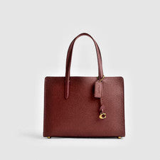 Bolso de mano Coach para mujer de latón/vino de cuero granulado pulido 28 (CJ806) - NUEVO CON ETIQUETAS