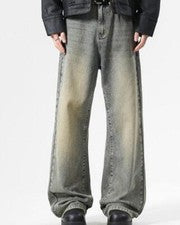 Pantalones sueltos informales de mezclilla sueltos de pierna ancha de moda juvenil para hombre Primavera