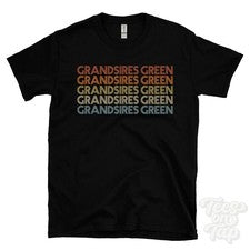 CAMISETA ESTILO RETRO REPETIDO VERDE GRANDSIRES para hombre y mujer Reino Unido top name regalo