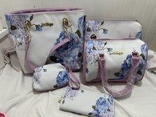 Conjunto de 5 piezas de bolso grande con cremallera estilo floral de PU rosa púrpura verano primavera