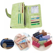 Cartera larga de cuero para mujer Wallet con múltiples tarjetas Bolso de mano Bolso para teléfono Regalos EE. UU.