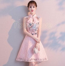 Vestido Cheongsam de verano de moda para mujer estilo chino rosa vestido de dama de honor