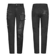 Pantalones Punk Rave Para Hombre Punk Decadente Crack Personalidad Pantalones Pintados a Mano
