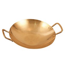 Olla de cocina de metal utensilios de camping wok de acero de doble mango