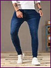 Pantalones de mezclilla para hombre ajustados clásicos informales estilo callejero informales