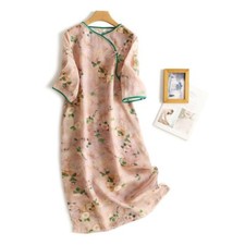 Vestido mujer Qipao Cheongsam Midi étnico floral suelto Frog Button nuevo