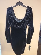 Vestido ceñido al cuerpo manga larga terciopelo acanalado para mujer Wild Fable negro talla XXL. B65