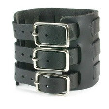 Correa de reloj de pulsera de cuero con tres correas - negra