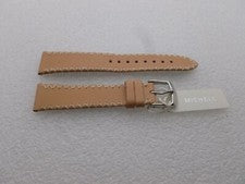 Correa de reloj de cuero genuino Michele de 18 mm de arena con pinchazos NUEVO