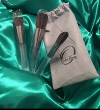 Paquete de 3 cepillos faciales cosméticos de belleza opulenta mango transparente NUEVO en bolsa