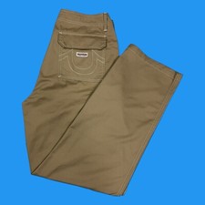 Pantalones cargo True Religion para hombre talla 33x32 pierna recta calce relajado lona beige