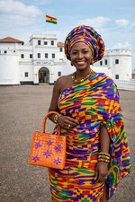 Bolso Bayong Naranja Plástico con Flores Pequeño Filipinas Compras Playa Moderno