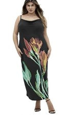 Vestido City Chic Avery Capucha Cuello Floral Sin Mangas Midi Correa de Espagueti Para Mujer’s Mediano