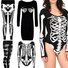 Mujer Halloween Vestido Disfraz Elegante Damas Adulto Conjunto Bodycon Top Reino Unido 8-26