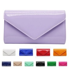 Bolsos sin asas de noche estilo sobre brillante charol liso cadena desmontable para mujer