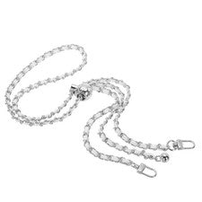 Correa de cadena para monedero de 55 pulgadas, cadenas de bolso ajustables para bolsos, tono blanco/plateado