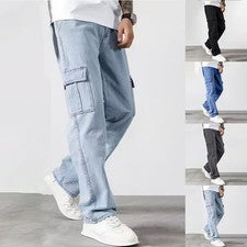 Pantalones cargo rectos holgados para hombre para trabajo o ropa informal estilo vintage