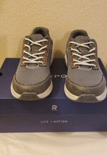 Zapatillas Rockport gris oscuro para hombre Calhoun Ubal malla con cordones. Talla 8 M
