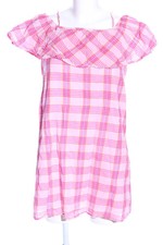 Vestido midi FB Sister estampado a cuadros casual algodón rosa talla 34