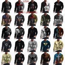 Camiseta Para Hombre Moda Manga Larga Bandera de EE. UU. Gráfico Cruzado Informal Sedoso Ropa de Calle