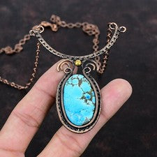 Collar ajustable de 18,0" envuelto en alambre de cobre turquesa tibetana venta del día de la mujer