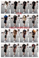 Moda Camiseta Para Hombre Deportiva Manga Corta Camiseta y Cordón Pantalones Cortos CONJUNTO 2 PIEZAS