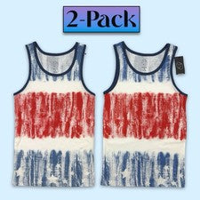 PACK de 2 camisetas sin mangas Patriotic Distressed American Flag para hombre XS EE. UU. rojas blancas azules