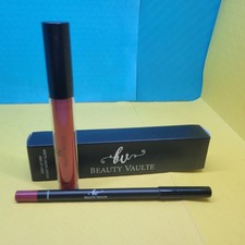 Juego de labios Beauty Vaulte Erupt lápiz labial líquido mate + delineador Natty Nat Carmin nuevo en caja