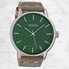 Oozoo Reloj Pulsera Hombre Relojes Analógico Cuero Camuflaje Verde