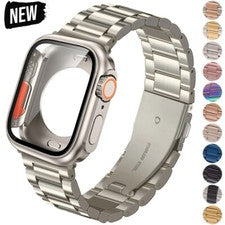 Correa iWatch de acero inoxidable + estuche de PC para Apple Watch Series 11 10 9 8 7 6 5 4 SE3